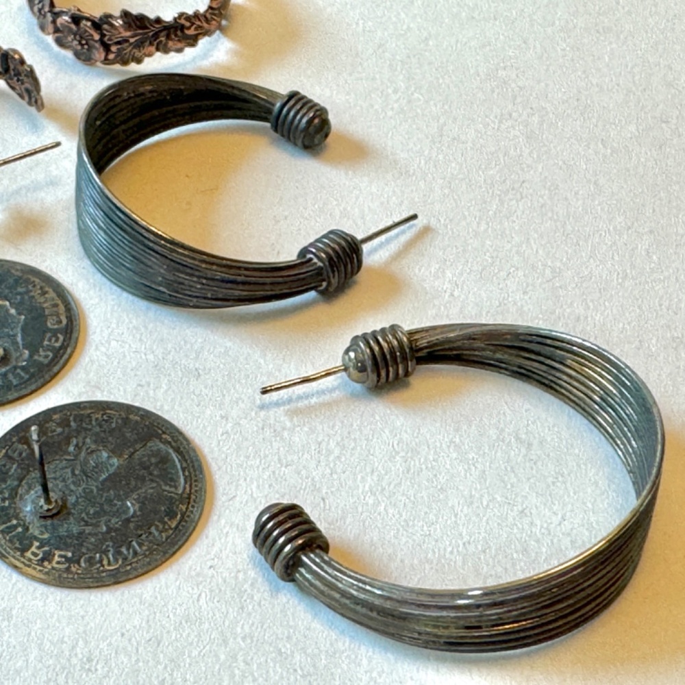 Four Pairs of Cool Earrings Set, wire, coin - Picture 8 of 9